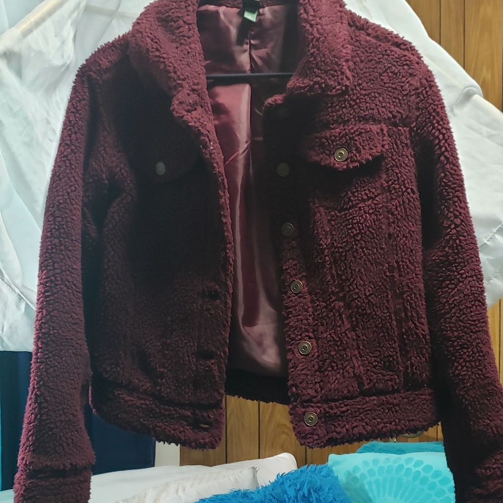 Faux Shearling Button Up Jacket